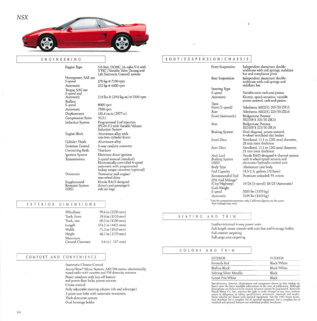 1993 Acura Brochure Page 10